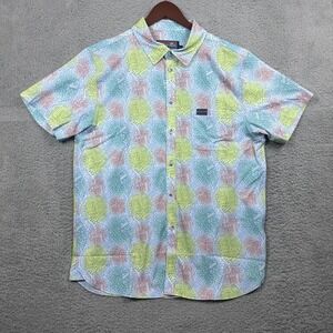 Burlebo Performance Shirt Mens Large Pastel Aztec Geometric Short Sleeve Button